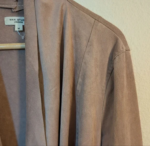 Max Studio Faux Suede Elegant Tan Women's Jacket Size M - Picture 7 of 7